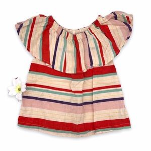 EUC Margherita On Off Shoulder Flounce Linen Blouse, 3T